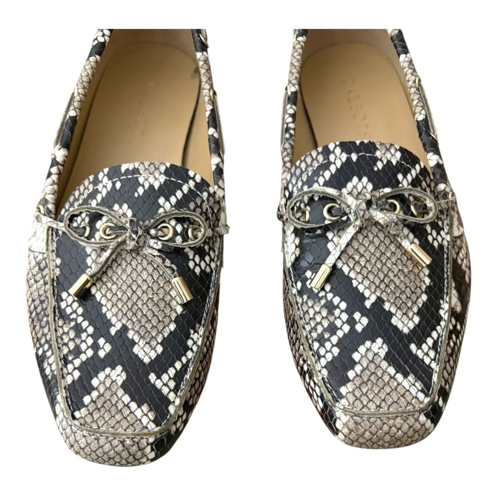 Talbots sz 8 Becca Snakeprint Leather Loafers Flats with Bow Excellent ! - Picture 3 of 11